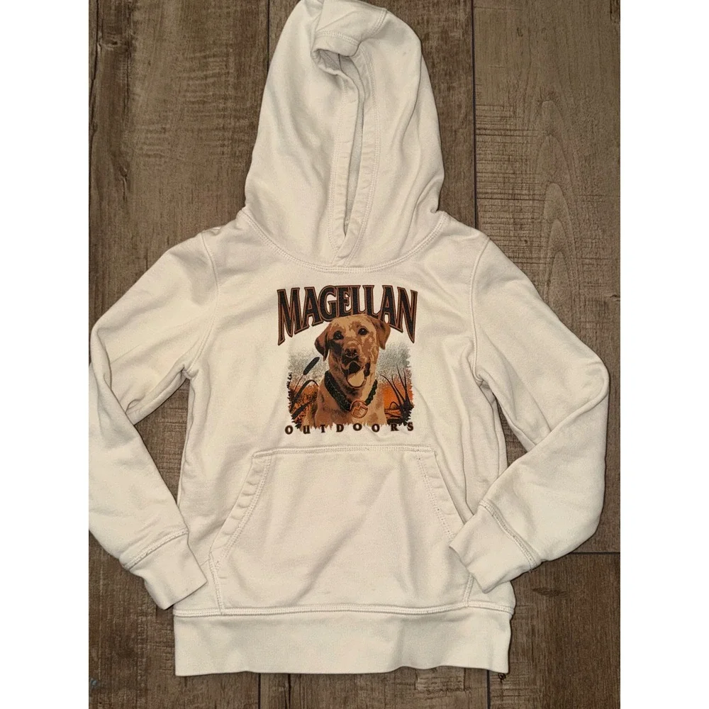 Magellan Outdoors Kids Cream Golden Retriever Dog Graphic Hoodie XS 6-7